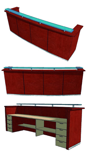 Mueble de Recepción Recto con Frente Curvo